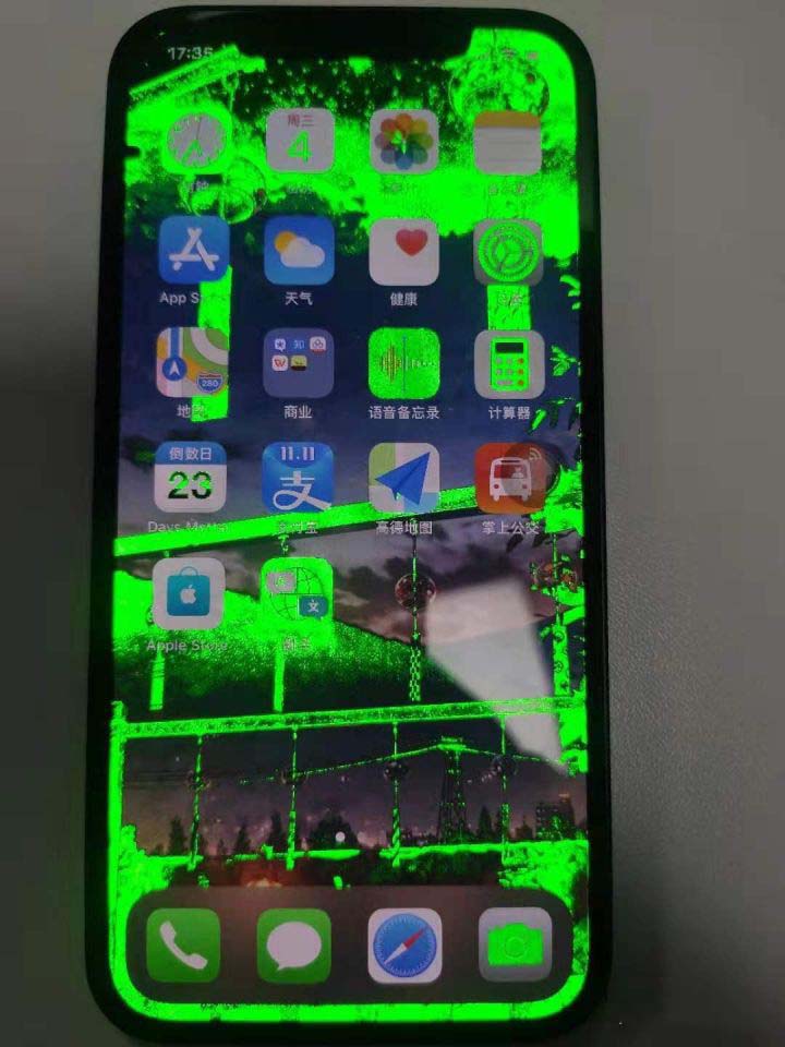 苹果12绿色碎屏图片图片